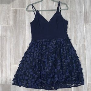 Nordstorm XSCAPE 3D Floral Navy Party Dress
